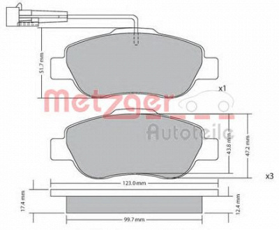 METZGER 1170382 -  Комплект тормозных колодок, дисковый тормоз
