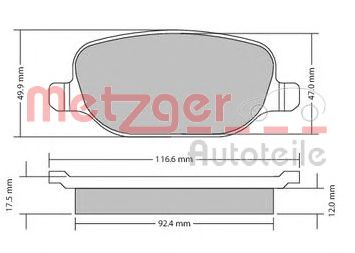 METZGER 1170403 -  Комплект тормозных колодок, дисковый тормоз