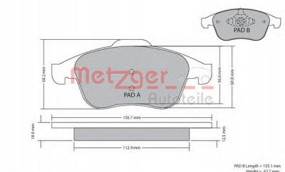 METZGER 1170409 -  Комплект тормозных колодок, дисковый тормоз