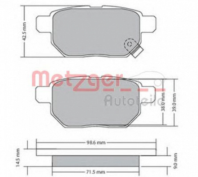 METZGER 1170444 -  Комплект тормозных колодок, дисковый тормоз