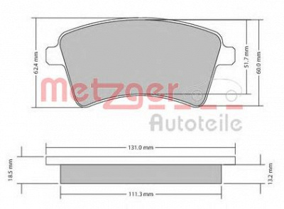 METZGER 1170467 -  Комплект тормозных колодок, дисковый тормоз