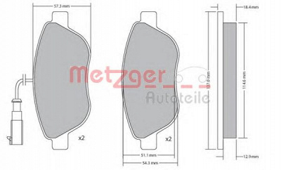 METZGER 1170504 -  Комплект тормозных колодок, дисковый тормоз