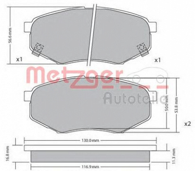 METZGER 1170524 -  Комплект тормозных колодок, дисковый тормоз