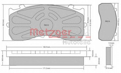 METZGER 1170525 -  Комплект тормозных колодок, дисковый тормоз