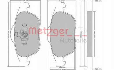 METZGER 1170556 -  Комплект тормозных колодок, дисковый тормоз