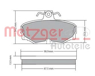 METZGER 1170570 -  Комплект тормозных колодок, дисковый тормоз