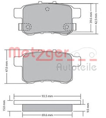 METZGER 1170593 -  Комплект тормозных колодок, дисковый тормоз
