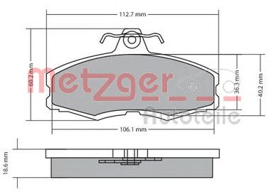 METZGER 1170598 -  Комплект тормозных колодок, дисковый тормоз