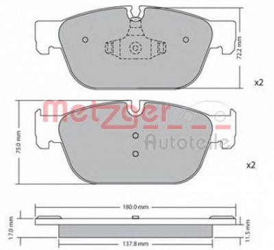 METZGER 1170619 -  Комплект тормозных колодок, дисковый тормоз
