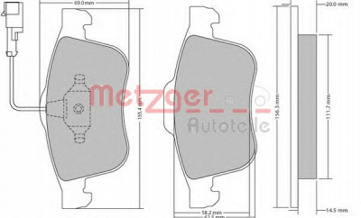 METZGER 1170636 -  Комплект тормозных колодок, дисковый тормоз