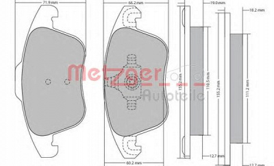 METZGER 1170638 -  Комплект тормозных колодок, дисковый тормоз