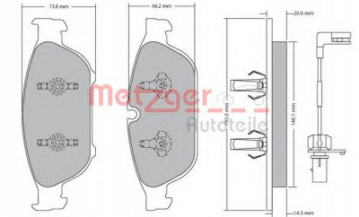 METZGER 1170657 -  Комплект тормозных колодок, дисковый тормоз