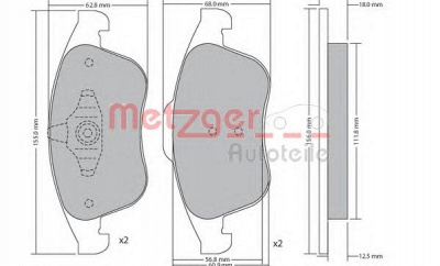 METZGER 1170672 -  Комплект тормозных колодок, дисковый тормоз