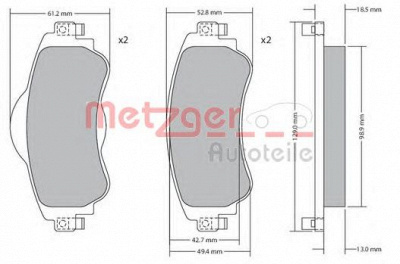 METZGER 1170673 -  Комплект тормозных колодок, дисковый тормоз