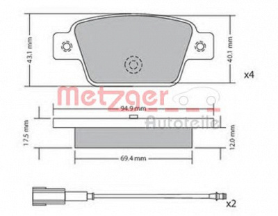 METZGER 1170682 -  Комплект тормозных колодок, дисковый тормоз