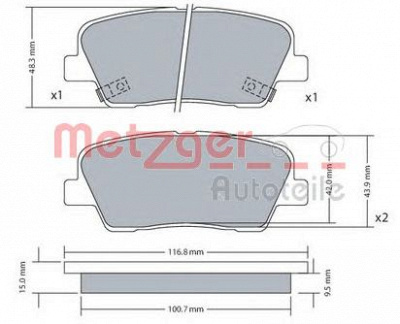 METZGER 1170687 -  Комплект тормозных колодок, дисковый тормоз