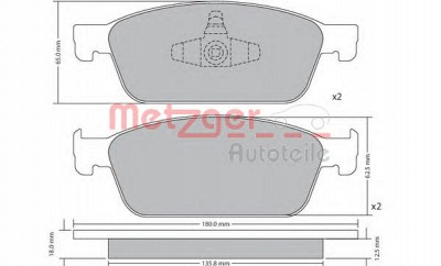 METZGER 1170689 -  Комплект тормозных колодок, дисковый тормоз