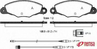METZGER 1170743 -  Комплект тормозных колодок, дисковый тормоз