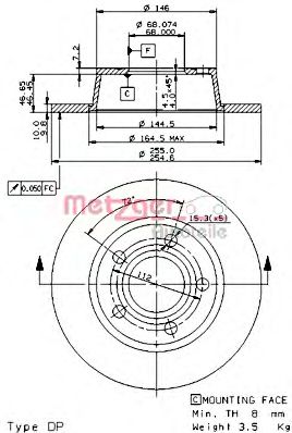 METZGER 14844v -  Тормозной диск