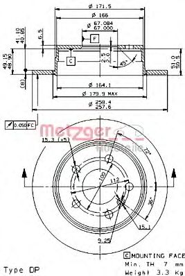 METZGER 14855v -  Тормозной диск
