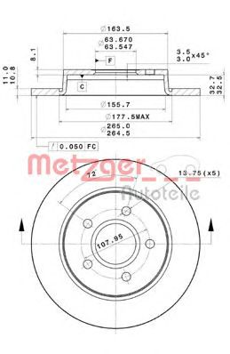 METZGER 14902v -  Тормозной диск