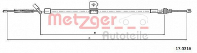 METZGER 170316 -  Трос, стояночная тормозная система
