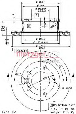 METZGER 24804e -  Тормозной диск