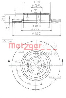 METZGER 24916v -  Тормозной диск