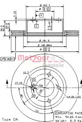 METZGER 24946v -  Тормозной диск