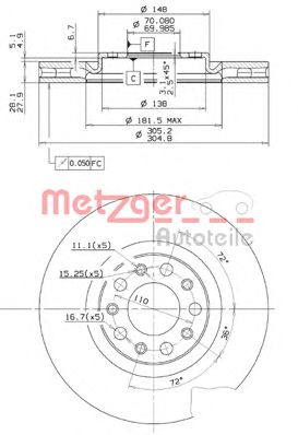 METZGER 24994v -  Тормозной диск