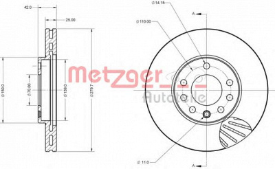 METZGER 6110013 -  Тормозной диск