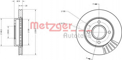 METZGER 6110025 -  Тормозной диск