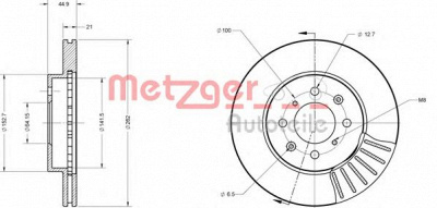 METZGER 6110128 -  Тормозной диск