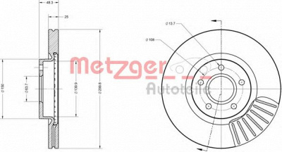 METZGER 6110162 -  Тормозной диск