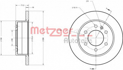 METZGER 6110179 -  Комплект тормозных колодок, дисковый тормоз