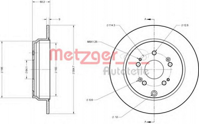 METZGER 6110265 -  Тормозной диск