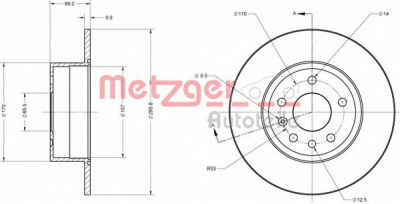 METZGER 6110289 -  Комплект тормозных колодок, дисковый тормоз