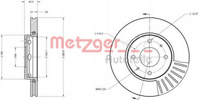 METZGER 6110306 -  Тормозной диск
