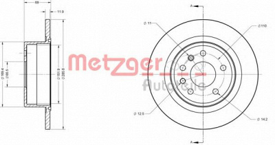 METZGER 6110369 -  Комплект тормозных колодок, дисковый тормоз