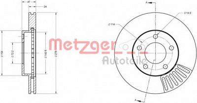 METZGER 6110421 -  Тормозной диск