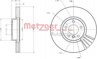 METZGER 6110555 -  Тормозной диск