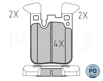 MEYLE 0252502916pd -  Колодки тормозные дисковые задниеие, комплект Platinum Pad