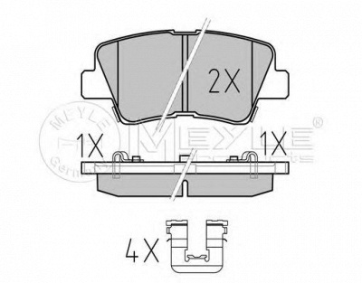 MEYLE 0252533715w -  Комплект тормозных колодок, дисковый тормоз
