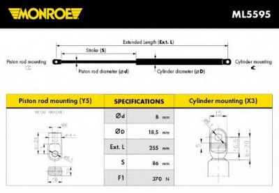 MONROE ml5595 -  Газовая пружина, крышка багажник
