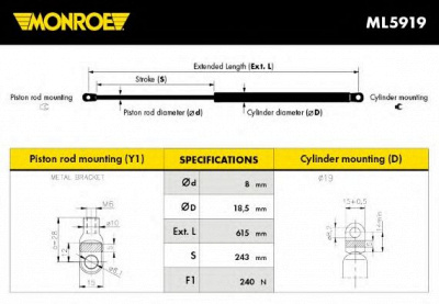 MONROE ml5919 -  Газовая пружина, капот