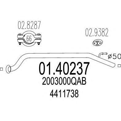 MTS 0140237 -  Труба выхлопного газа