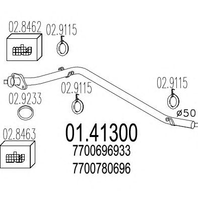 MTS 0141300 -  Труба выхлопного газа