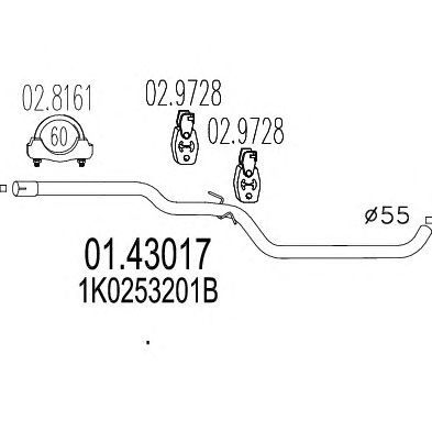 MTS 0143017 -  Труба выхлопного газа