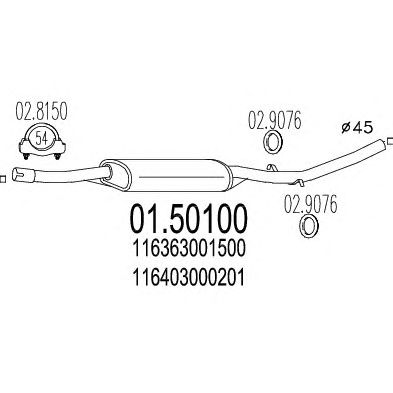 MTS 0150100 -  Средний глушитель выхлопных газов