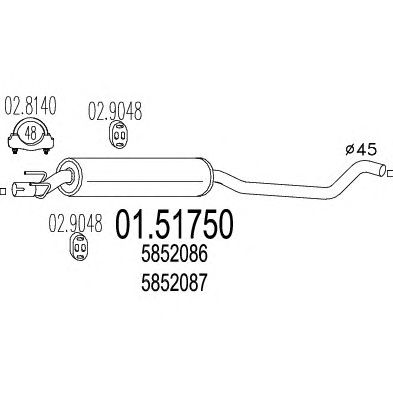 MTS 0151750 -  Средний глушитель выхлопных газов